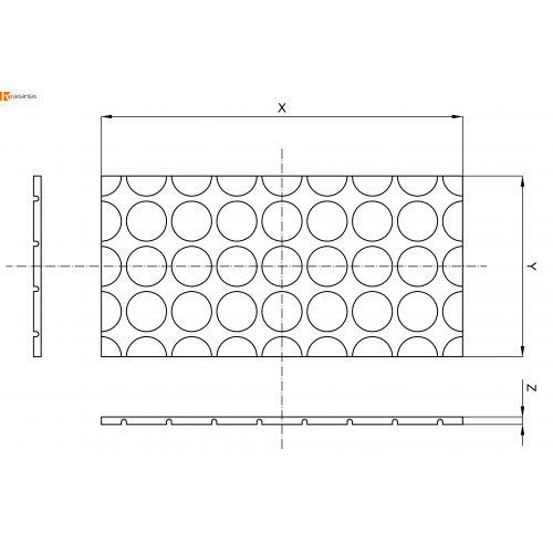 Sauso grindinio šildymo plokštė 1200x600x30 EPS-300/15 (apskritimai) su aliuminiu